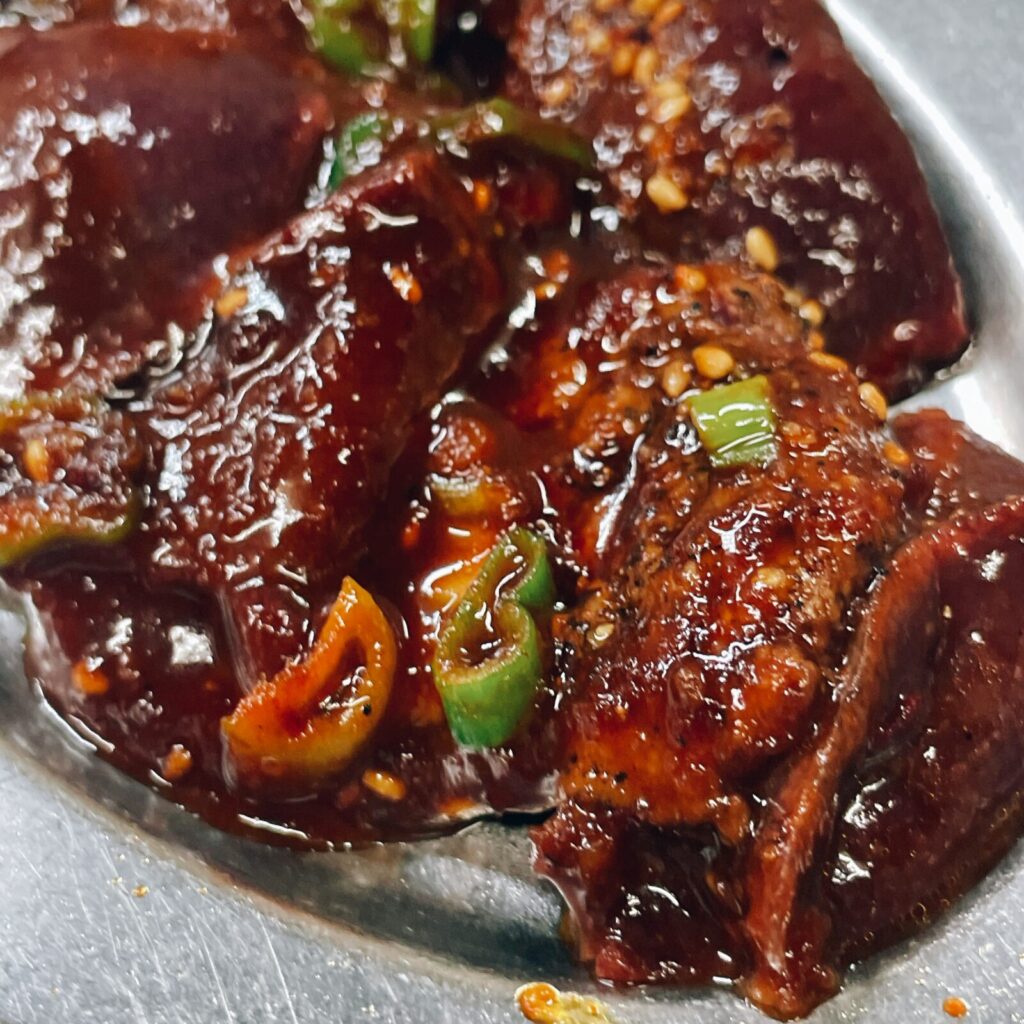 堀切菖蒲園「富吉」牛レバ焼き