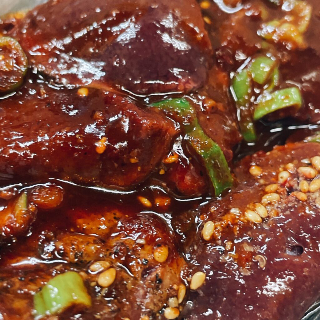 堀切菖蒲園「富吉」牛レバ焼き