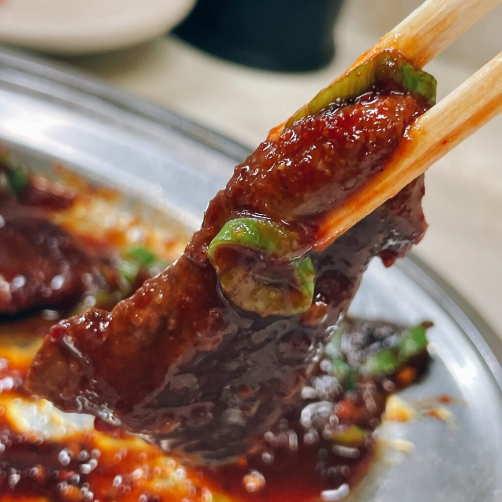 堀切菖蒲園「富吉」牛レバ焼き