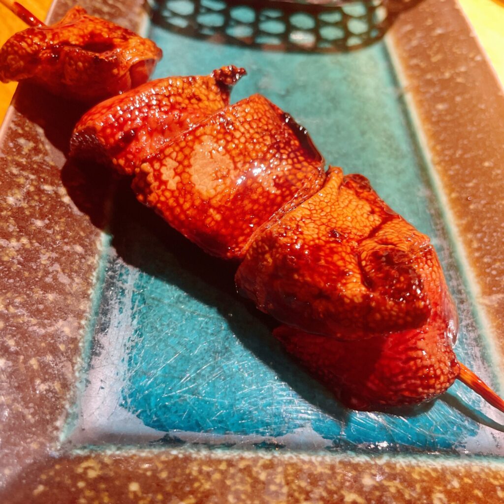 高田馬場「はやし家」串ればタレ（豚レバー串タレ）