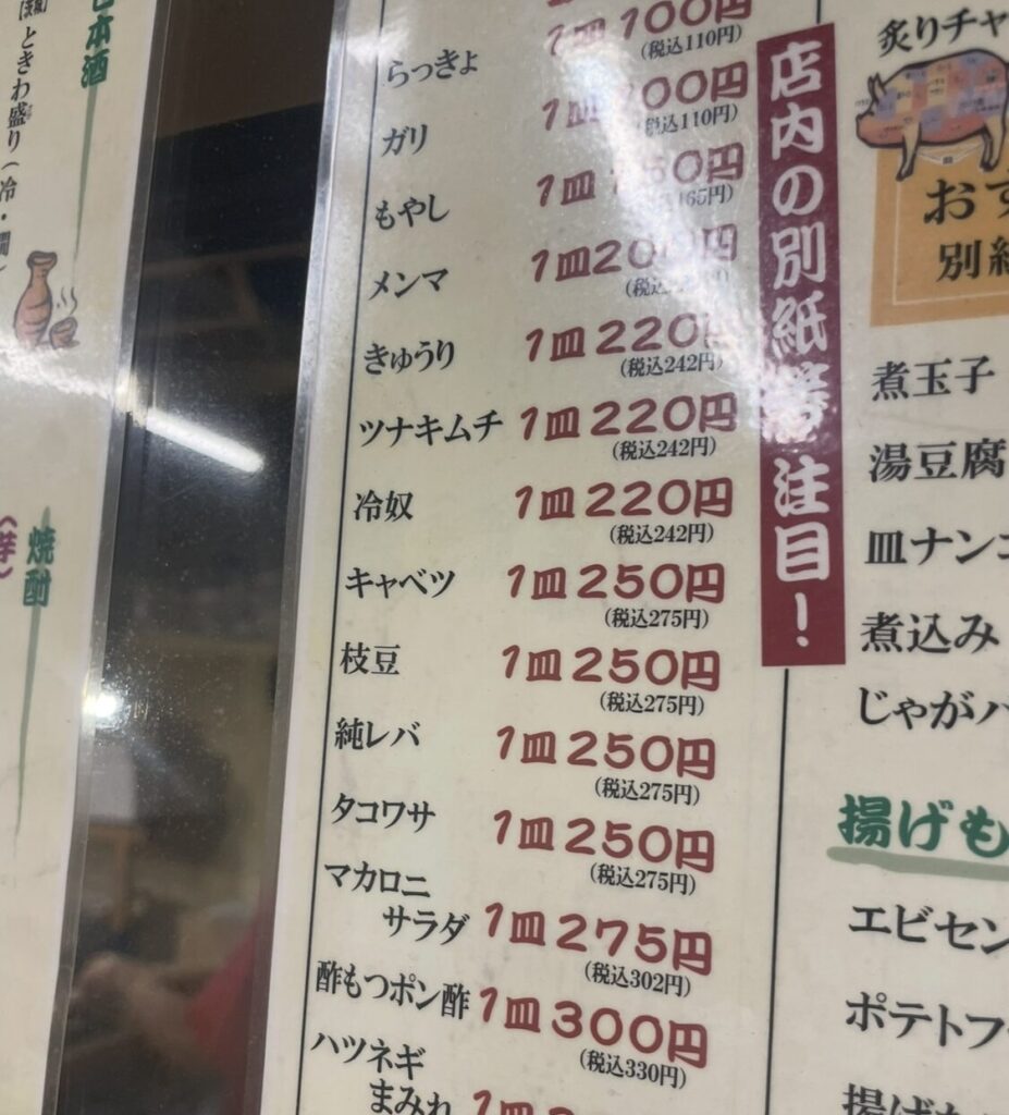 御徒町「まるわ」 メニュー